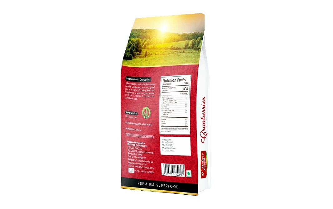 D'nature Fresh Cranberries    Box  250 grams
